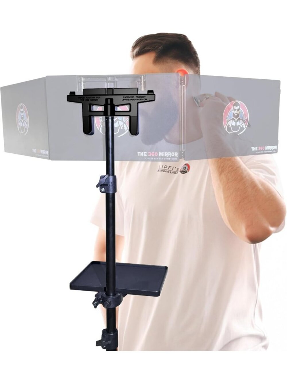 Adjustable 360° Tripod Stand for Self Haircut & 3-Sided Mirror Setup